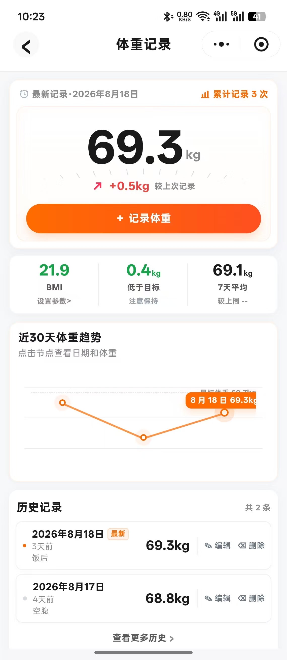 体重记录页